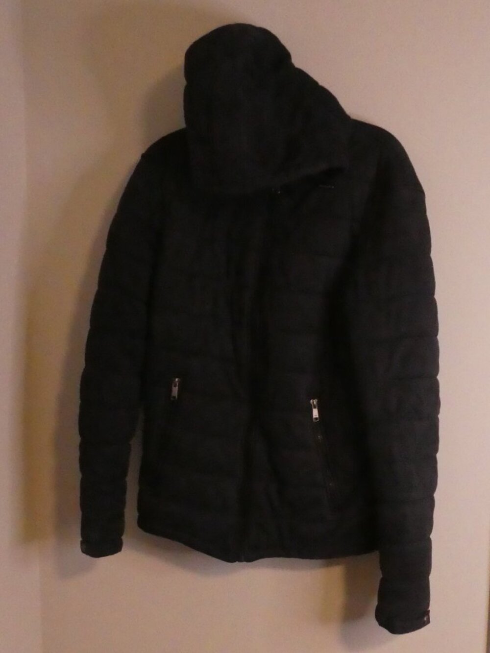 ZARA MAN Dark Navy Quilted Hooded Puffer Jacket - size medium